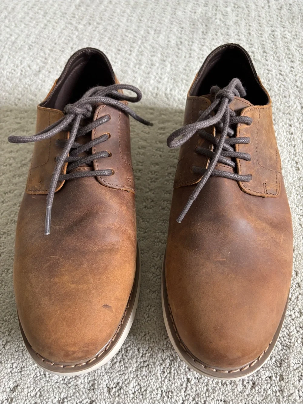 TOMS Brown Leather Derby Shoes with Dark Brown Laces Men’s Size 12